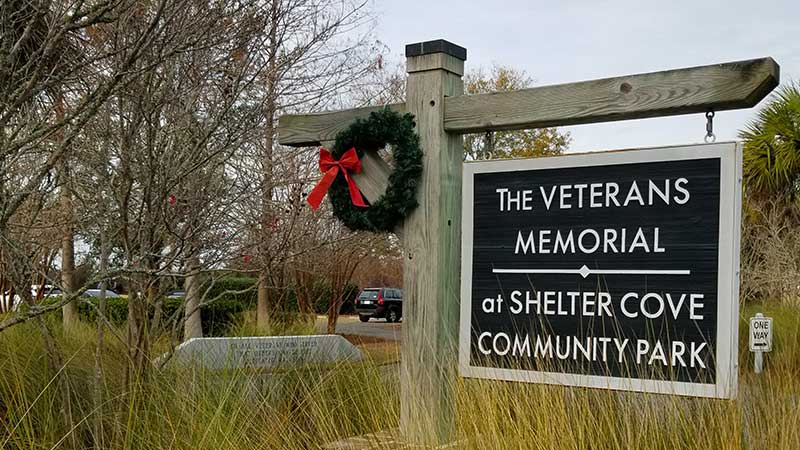 Shelter Cove Veterans Park Sign